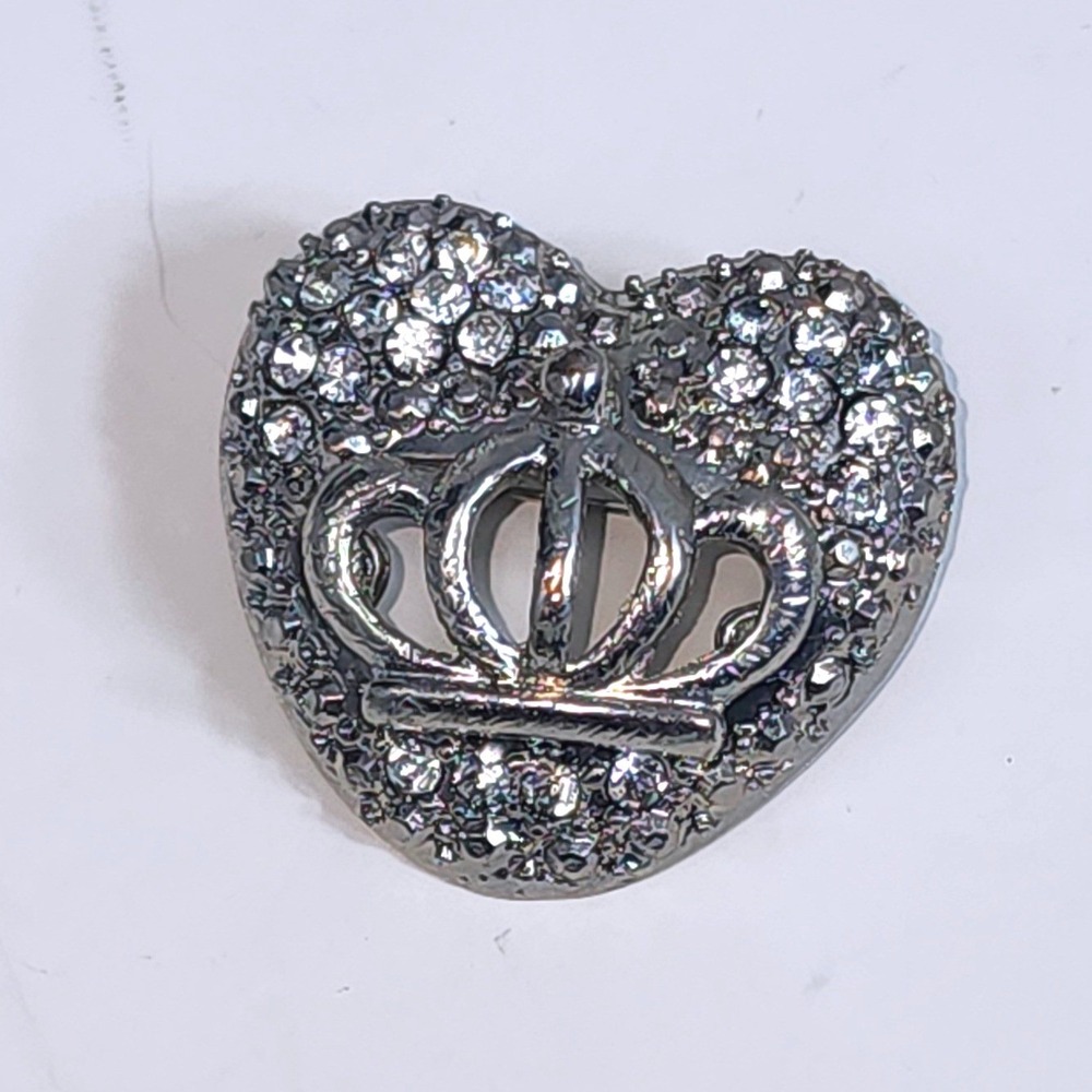 Unbranded Heart Crown Brooch Women OS Silver Rhinestone Regal‎ Romantic Pin